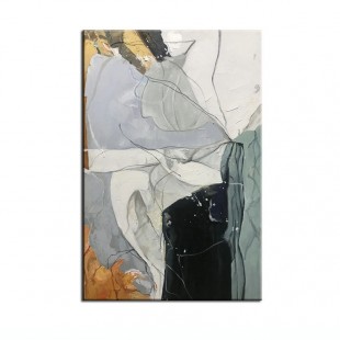 Wisdom-Contrast and Serenity: Modern abstract Oil Painting in Black, Gray, White