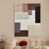 abstract Geometric Textured Wall Art - Neutral Tones 3D Relief Painting for Home Decoration