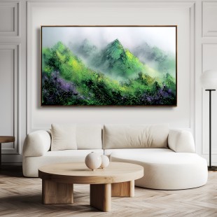 abstract Mountain Landscape Painting, Textured Canvas Wall Art for Modern Home Decor