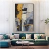 abstract Textured Oil Painting with Gold Textured Modern Wall Art