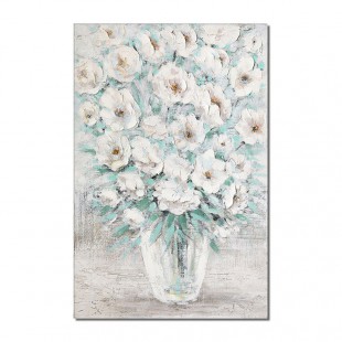 abstract White Flower Oil Painting - Elegant Floral Art for Luxury Home Decor