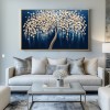 tree of Light-Modern 3D Textured tree Wall Art - Handmade Golden Decor on Deep Blue - Home Decor