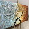 trees of Life-Textured abstract Painting with Silver-Blue, Gold & Orange Gradient