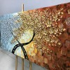 trees of Life-Textured abstract Painting with Silver-Blue, Gold & Orange Gradient